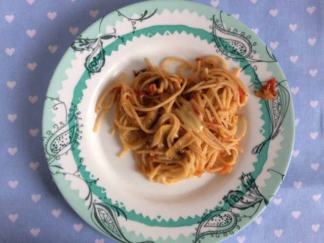Спагетти 🍝 с грибами🍄 и томатом🍅