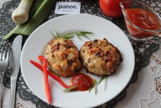 Котлеты куриные с грибами и сыром в духовке