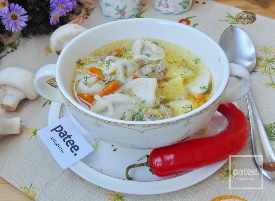 Суп с пельменями и грибами - Шаг 12