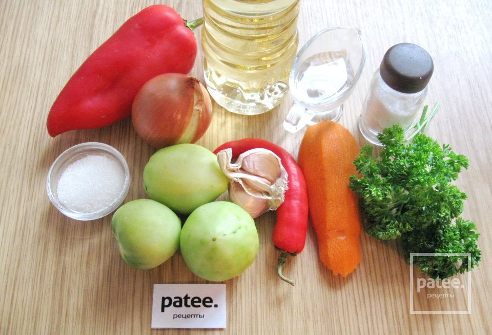 Острый салат из зеленых помидоров - Шаг 1