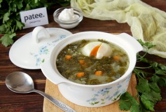 Диетический зеленый борщ в духовке