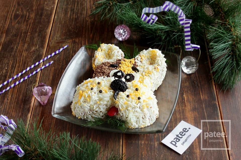 Новогодний салат Собачка - Шаг 11