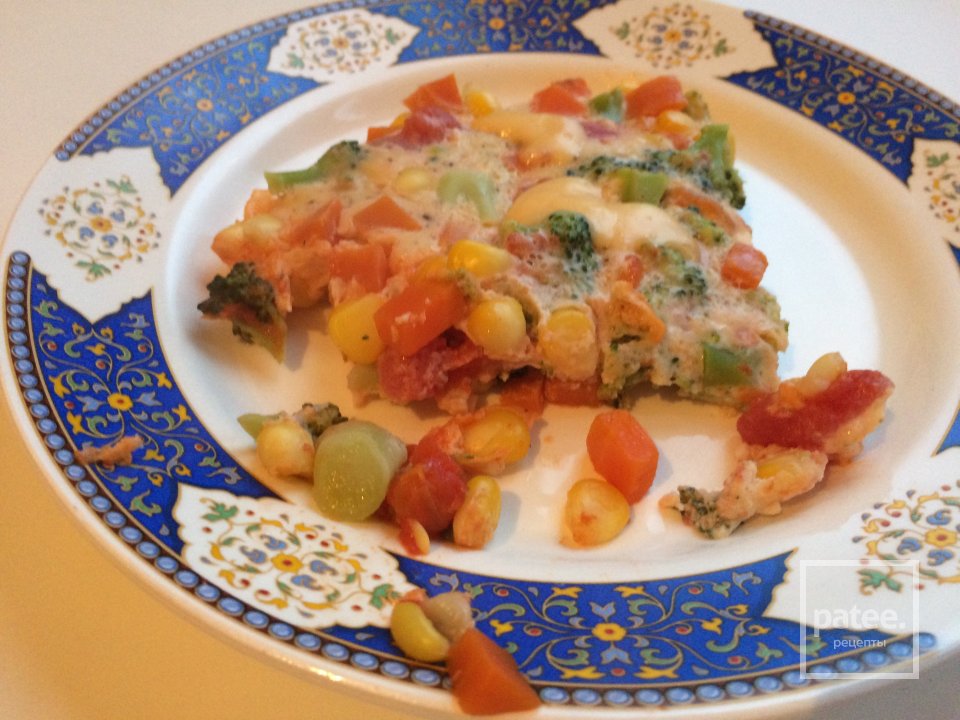 Омлет по-купечески🍳🌽🍅🧀 - Шаг 5