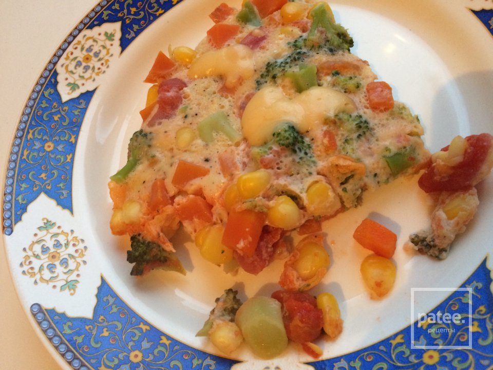 Омлет по-купечески🍳🌽🍅🧀 - Шаг 6