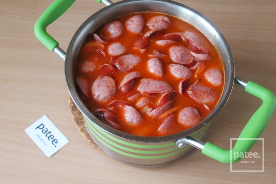 Томатный суп с фасолью и охотничьими колбасками - Шаг 15