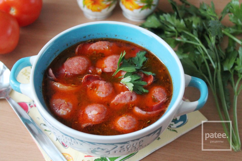 Томатный суп с фасолью и охотничьими колбасками - Шаг 20