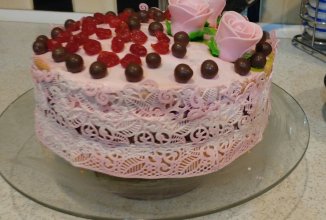 Нежный творожно- черешневый торт