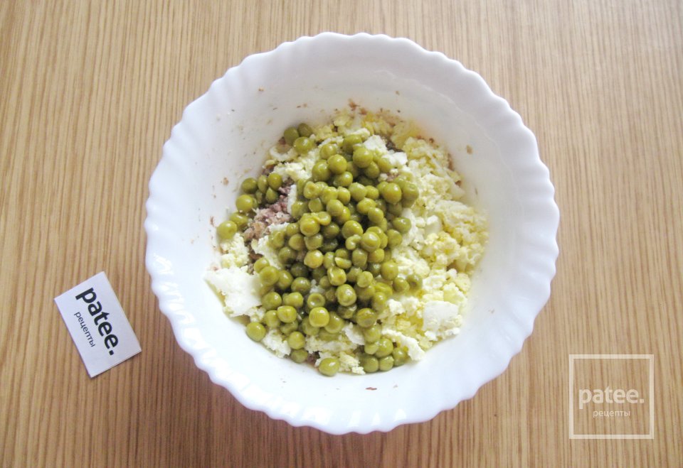 Салат из сардины с зеленым горошком и рисом - Шаг 4