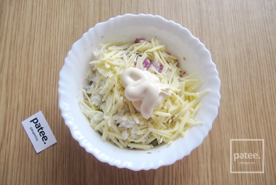 Салат из сардины с зеленым горошком и рисом - Шаг 8