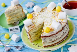 Лимонный торт с маком, лимонным курдом и кремом из маскарпоне