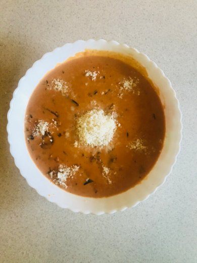 Тайский томатный  крем-суп с креветками