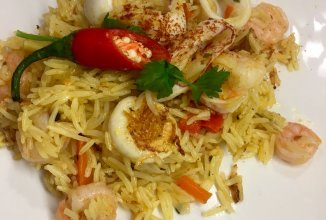 Паэлья 🥘 «Барса» с кальмарами, гребешками и креветками .