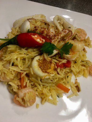 Паэлья 🥘 «Барса» с кальмарами, гребешками и креветками . - Шаг 13