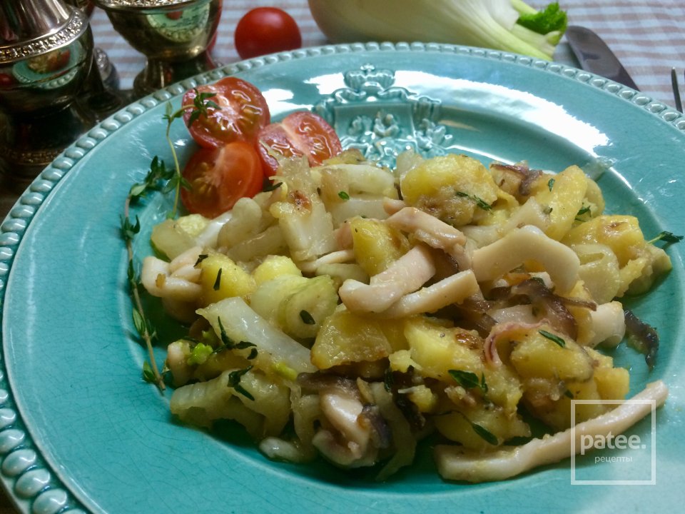 Тёплый салат с кальмарами и фенхелем. - Шаг 11