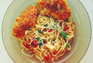 Курица меланьезе со спагетти