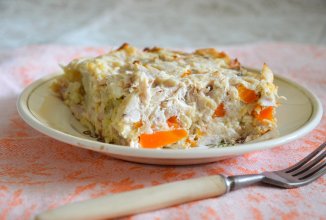 Запеканка из отварной курятины