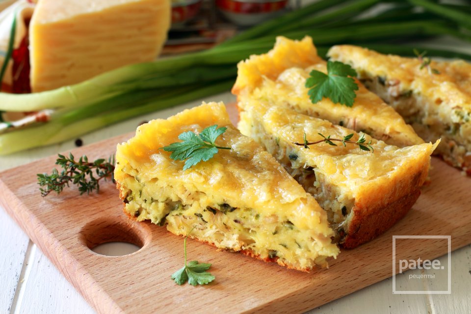 Заливной пирог с зеленым луком - Шаг 18
