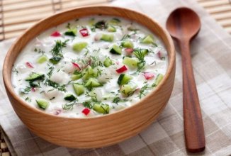 Окрошка с копчённой курицей