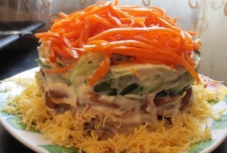 САЛАТ С КОРЕЙСКОЙ МОРКОВЬЮ И ГРИБАМИ