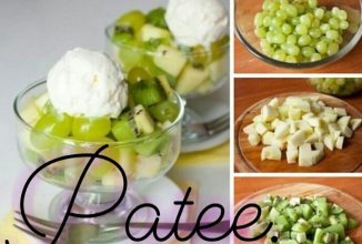 Зелений фруктовий салат из мороженым.