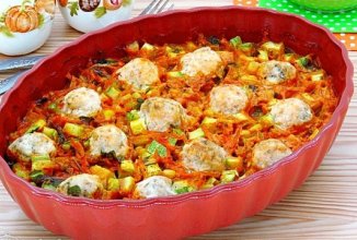 Запеченные фрикадельки из кабачками