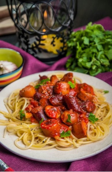 Спагетти с сосисками &mdash; пошаговый рецепт - Шаг 6