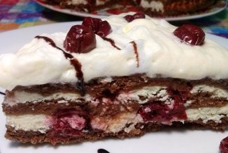 Творожный торт с вишней