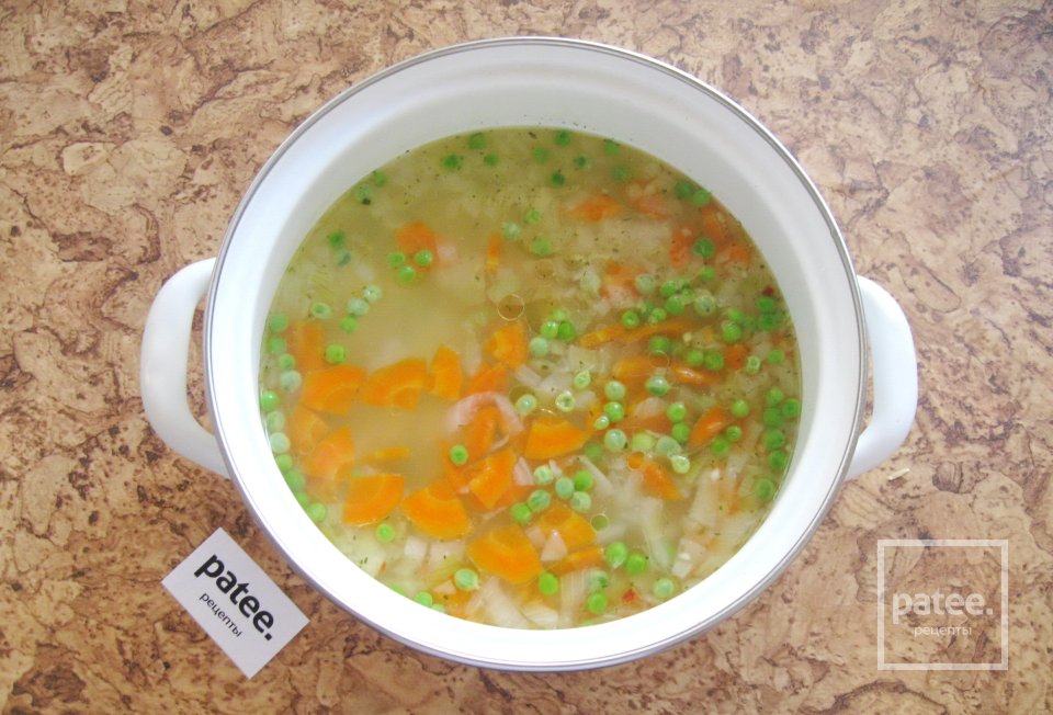 Суп с цветной капустой и свежим зеленым горошком - Шаг 8