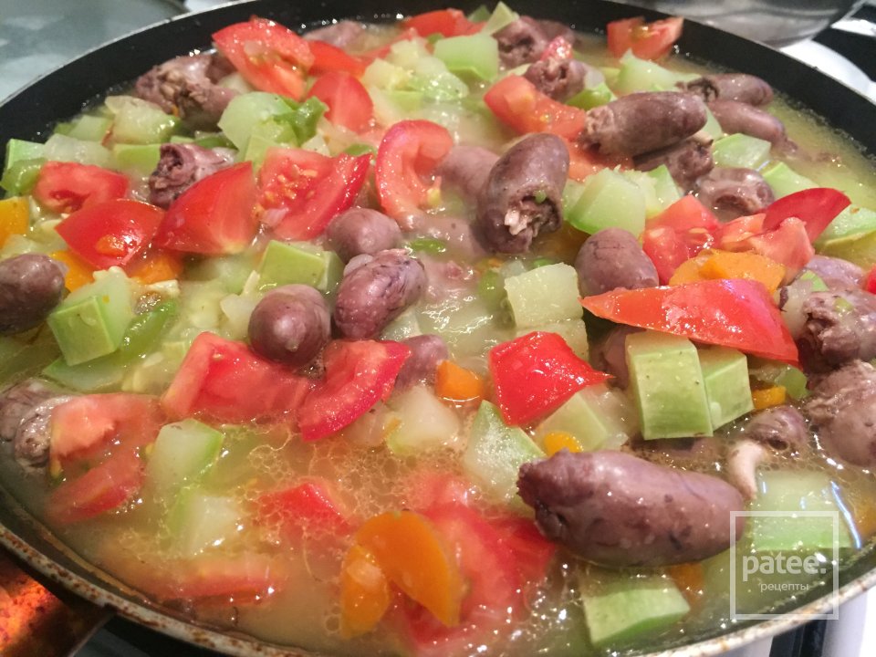 Овощное рагу с куриными сердечками - Шаг 4