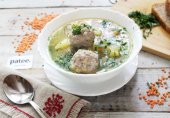 Суп с мясными фрикадельками и чечевицей