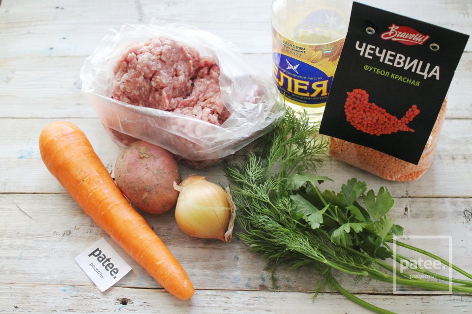 Суп с мясными фрикадельками и чечевицей - Шаг 1