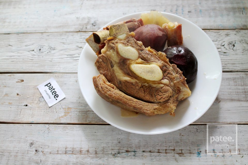 Борщ с говядиной, копчёными ребрами и фасолью - Шаг 5