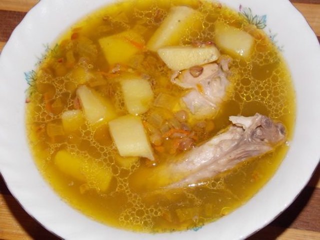 Суп из чечевицы рецепт на куриных крылышках