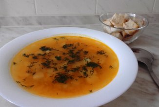 Суп гороховый постный с гренками