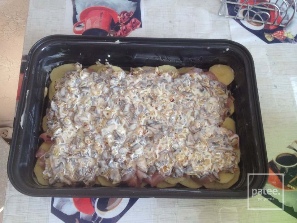 Картофельная запеканка с грибами и курицей - Шаг 7