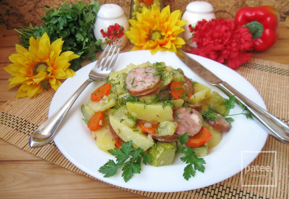 Овощное рагу с колбасками в духовке - Шаг 12