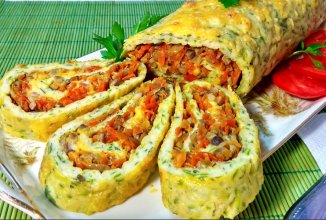 Овощной рулет из кабачков с начинкой