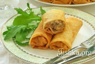 Блины с курицей и грибами  (с жюльеном)