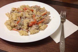 Паста с грибами и куриной грудкой