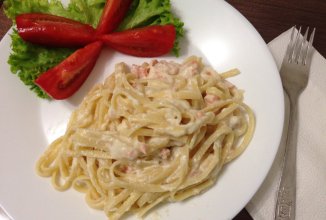 Паста с красной рыбой в сливочном соусе