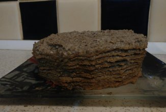 Торт из печени с грибной прослойкой