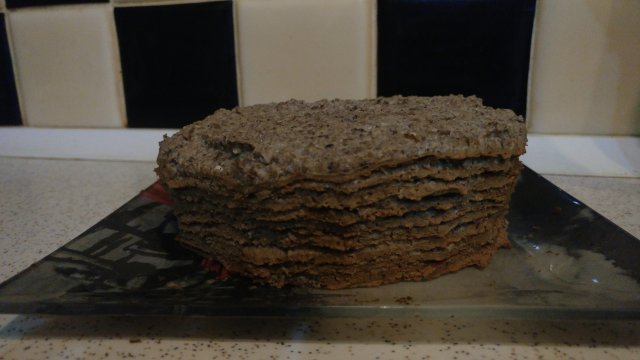 Торт из печени с грибной прослойкой