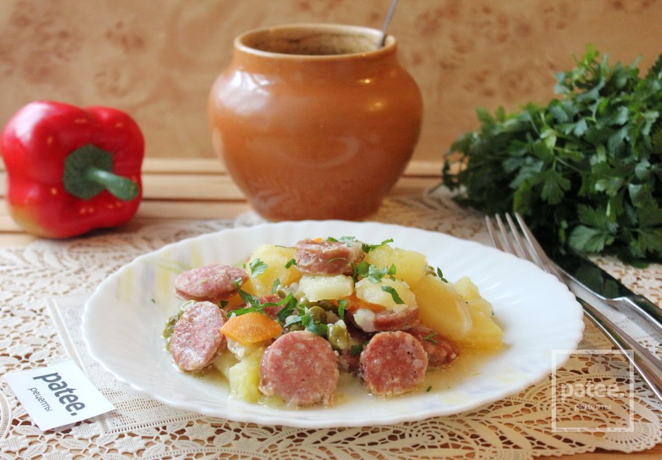 Картофель в горшочке с копчеными колбасками - Шаг 15