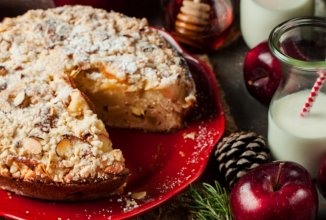 Шарлотка на кефире с яблоками