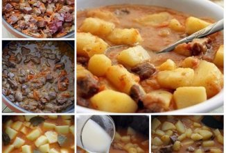 Картошечка , тушеная с мясом (как в д/садике)