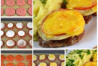 Котлеты в духовке с овощами и сыром