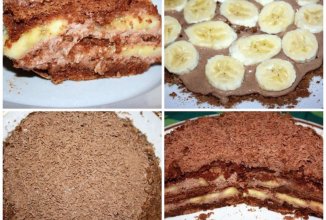 Шоколадно-банановый торт из пряников