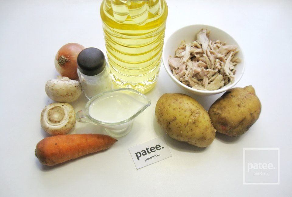 Картофельное пюре с курицей и грибами - Шаг 1