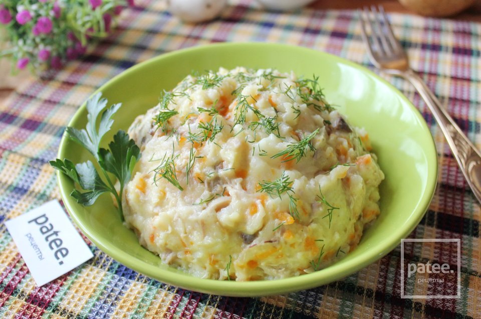 Картофельное пюре с курицей и грибами - Шаг 12