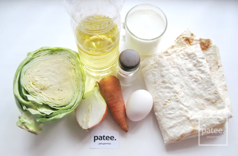 Пирог из лаваша с тушеной капустой - Шаг 1